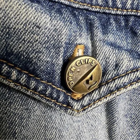 Vintage Open Clips Brazil Denim Jean Jacket Womens Medium Fitted Style Blue - Picture 6 of 12